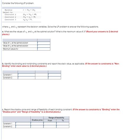 Solved Consider The Following Lp Problem Where X1 And X2