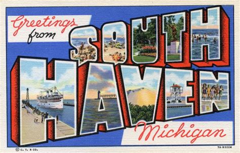 Greetings From South Haven Michigan Large Letter Postcard South