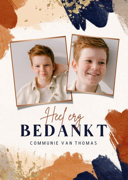 Bedankkaart Communiefeest Verf Terra Cotta Kaartje2go