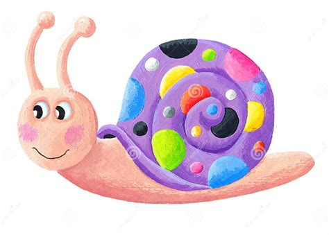 Acrylic Illustration Of Funny Colorful Snail Stock Illustration