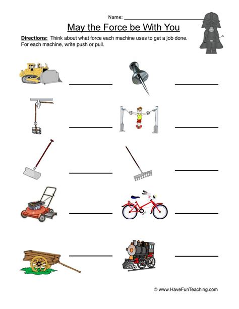 Force Work And Energy Worksheet For Class