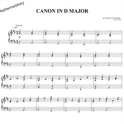 Canon In D Major Piano Sheet Music Canon In D Major Sheet Music By