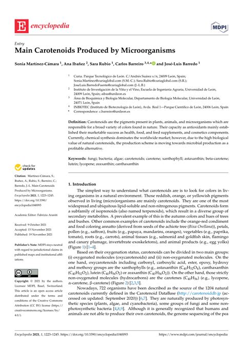 Pdf Main Carotenoids Produced By Microorganisms