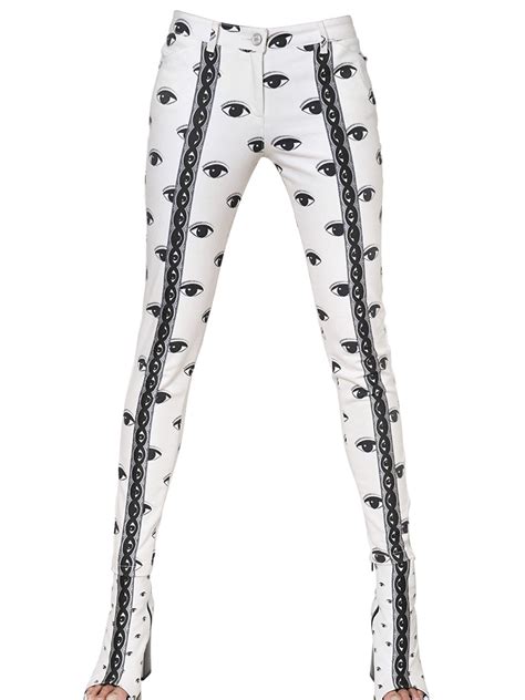 Lyst Kenzo Eye Printed Stretch Cotton Denim Jeans In White