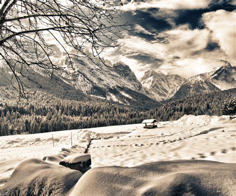 Snowy Landscape of Italian Alps on Winter — Stock Photo © jovannig #4544680