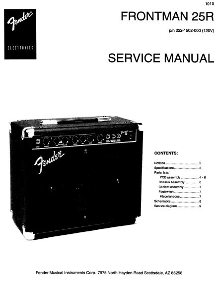 FENDER Frontman 25R Service Manual – Electronic Service Manuals