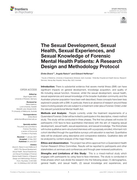 Pdf The Sexual Development Sexual Health Sexual Experiences And