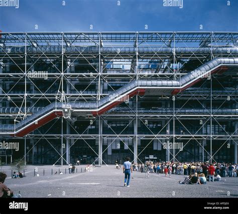 Centro Pompidou París 1977 Elevación Frontal Arquitecto Renzo