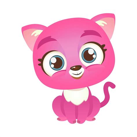 Premium Vector Cute Baby Cat Pink Vector Illustration