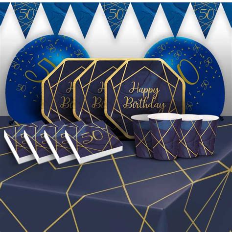 Blue And Gold 50th Birthday Decorations And Supplies Party Save Smile