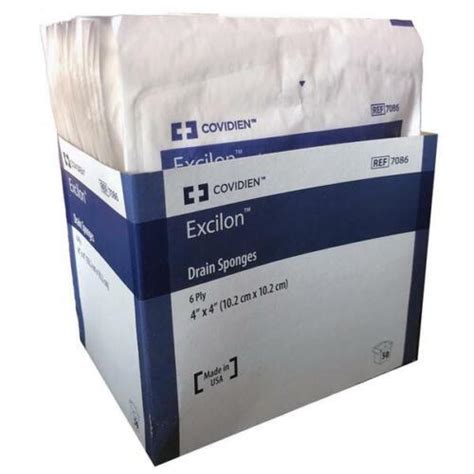 1 Pack Covidien Excilon 6 Ply 50 Drain 4 X 4 Sponges 7086 Ebay