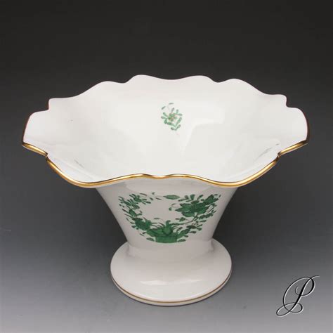 Gro E Vase Herend Im Dekor Fleurs Des Indes Gr N Porzellan Porcelain