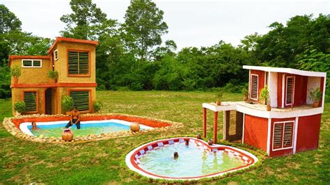 Best Top How To Build Most Beautiful Mud Villa With Swimming Pool In