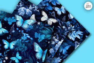 Winter Blue Butterfly Digital Papers Graphic By Pattern Universe