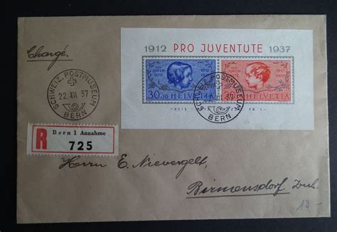 1937 Pro Juventute Block Auf Brief Stempel Postmuseum Kaufen Auf Ricardo