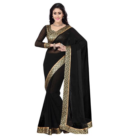 Saree Swarg Black Chiffon Saree Buy Saree Swarg Black Chiffon Saree