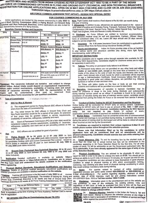 Afcat Notification Out Check Iaf Notification Eligibility And