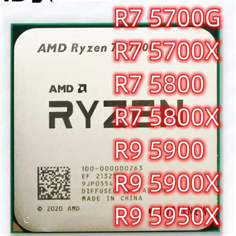 AMD Ryzen 7 R7 5700G 5700X R7 5800X R7 5800X R9 5900 R9 5900X R9 5900X