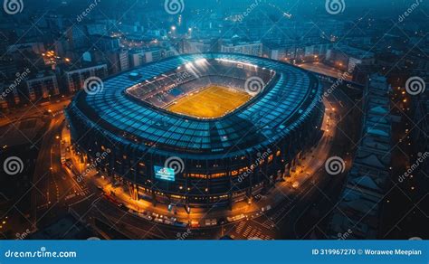 Aerial View on Soccer Stadium or Football Arena Stock Photo - Image of ...