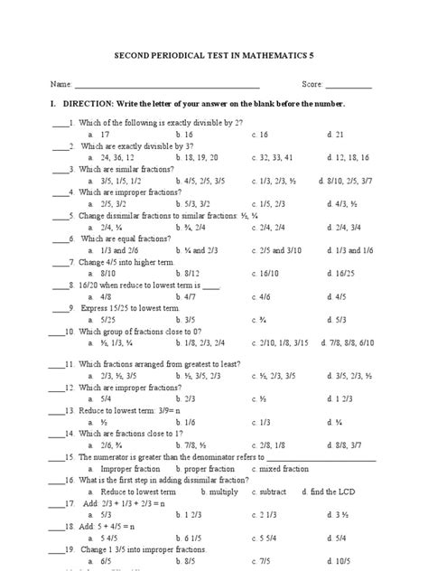 Periodic Test Grade 6 Math