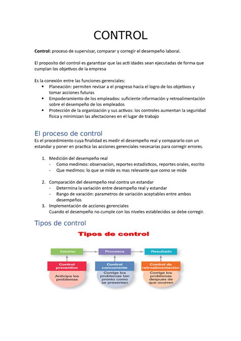 FDA Control PPT CONTROL Control Proceso De Supervisar Comparar Y