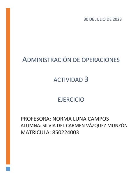 Act Ejercicio Pr Ctico Admon De Operaciones Administracin De