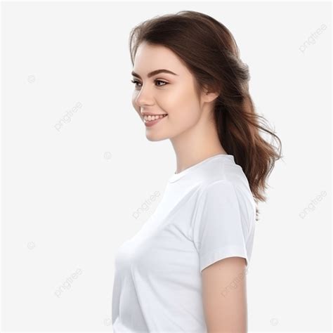 Modelo De Perfil Aislado Con Camiseta Blanca PNG Dibujos Aislado