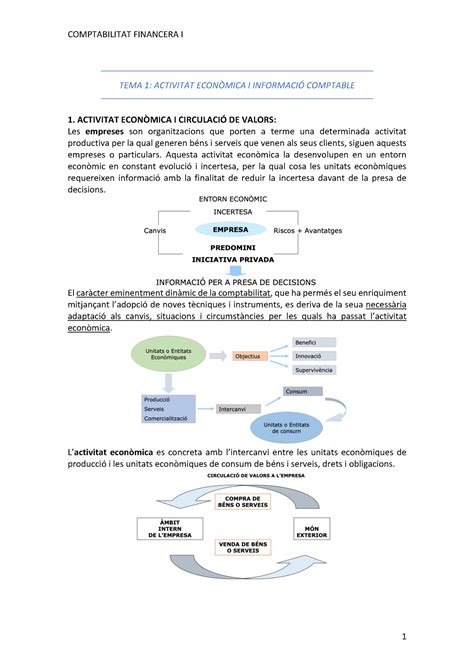 TEMA 1 Resumen TEMA 1 ACTIVITAT ECONÒMICA I INFORMACIÓ COMPTABLE 1