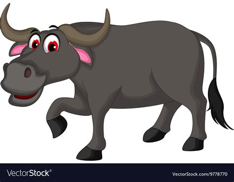 Cute buffalo cartoon Royalty Free Vector Image