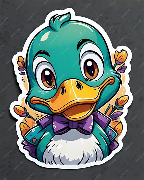 Premium Photo Illustration Of A Cute Duck Sticker With Vibrant Colors