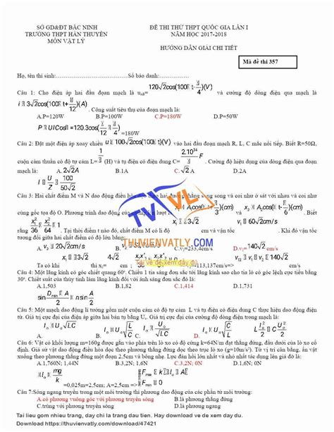 doc Hướng dẫn giải bộ 05 đề thi thử các trường THPT đợt 1 Thư Viện