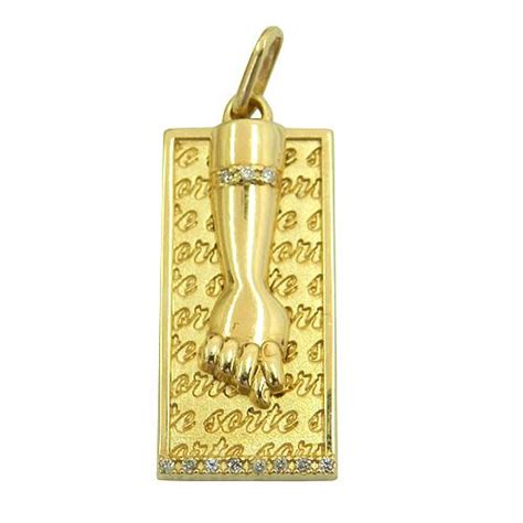 Pingente Figa De Ouro 18K Brilhantes RDJ Joias