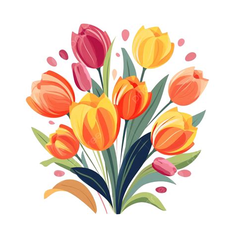 Vibrant Tulip Illustration Flat Color Art Ai Generated Tulip Flower