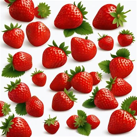 Strawberry Vector Set White Background Isolated A High Quality