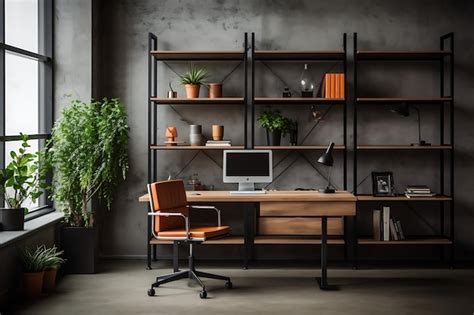 Premium AI Image | Modern office shelving unit with space for decorations