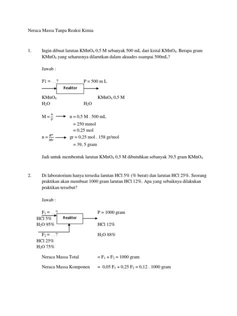 PDF Neraca Massa Tanpa Reaksi Kimia DOKUMEN TIPS