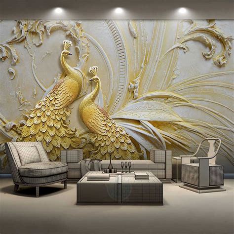 Custom Photo Wallpaper 3D Stereo Embossed Lotus Fish Large Murals Wall