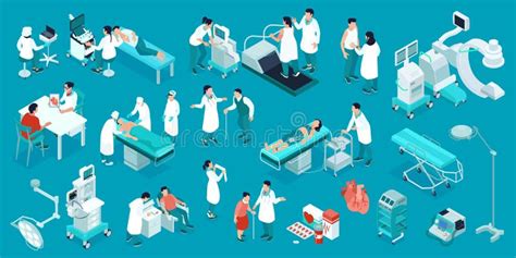 Cardiology Isometric Set Stock Vector Illustration Of Cardiovascular 248252623