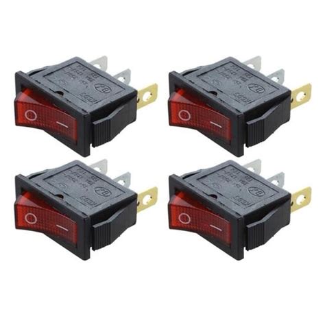 4X Interrupteur A Bascule ON OFF Lumineux Bipolaire 28X10mm 250V 15A