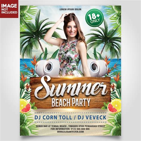 Summer Beach Party With Girl Flyer Template Premium Psd File Hot Sex Picture