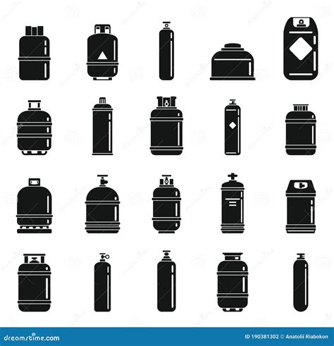 Gas Cylinders Bottle Icons Set Simple Style Stock Vector