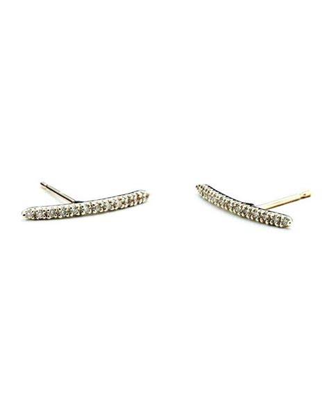 Hirotaka Gossamer Diamond Short Bar Earrings – ALEKKA