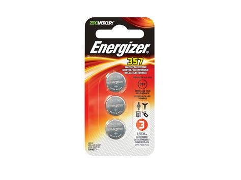 Energizer 357 Batteries 3 Pack Silver Oxide Zero Mercury