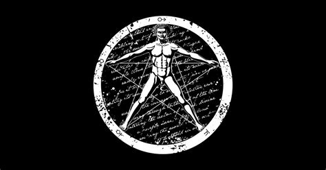 Vitruvian Man Pentagram Of Agrippa 1 2 White Vitruvian Man