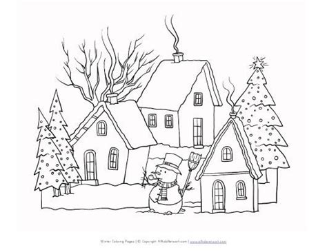 Winter Scene Coloring Page | Coloring pages winter, Coloring pages ...