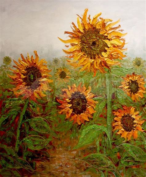 Sunflower Fields, Landscape Oil Painting for Sale SOAOP0421077BY| SOA ARTS