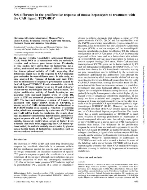 Pdf Sex Difference In The Proliferative Response Of Mouse Hepatocytes