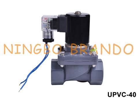 DN40 Plastic UPVC Solenoid Valve 1 1 2 For Acid Alkali Resistance