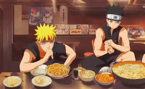 Naruto Uzumaki Eating Ramen At Ichiraku Ramen Shop Stable Diffusion