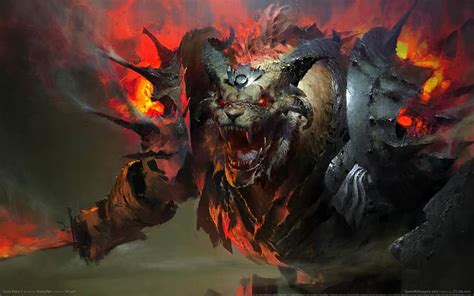 Fire Monster Sword Guild Wars 2 Game HD Wallpaper Wallpaperbetter